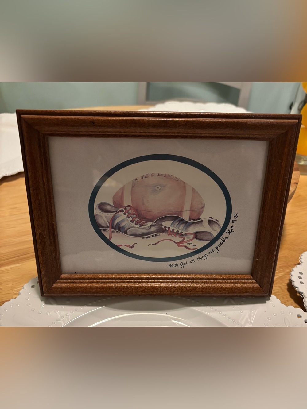 Framed Sports Still Life Wall Art - Brown, Blue